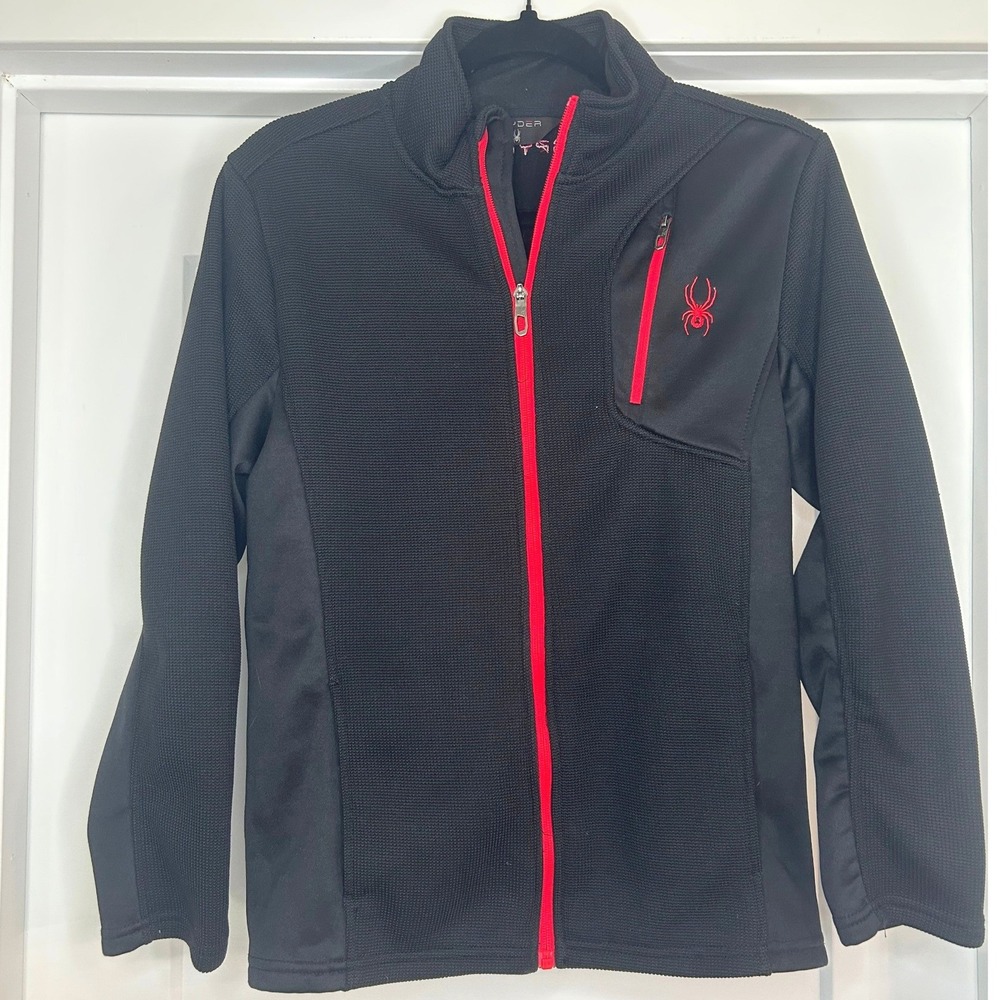 Spyder Boys Full Zip Technical Fleece Jacket Black Large 14/16 Gorpcore‎ Outdoor